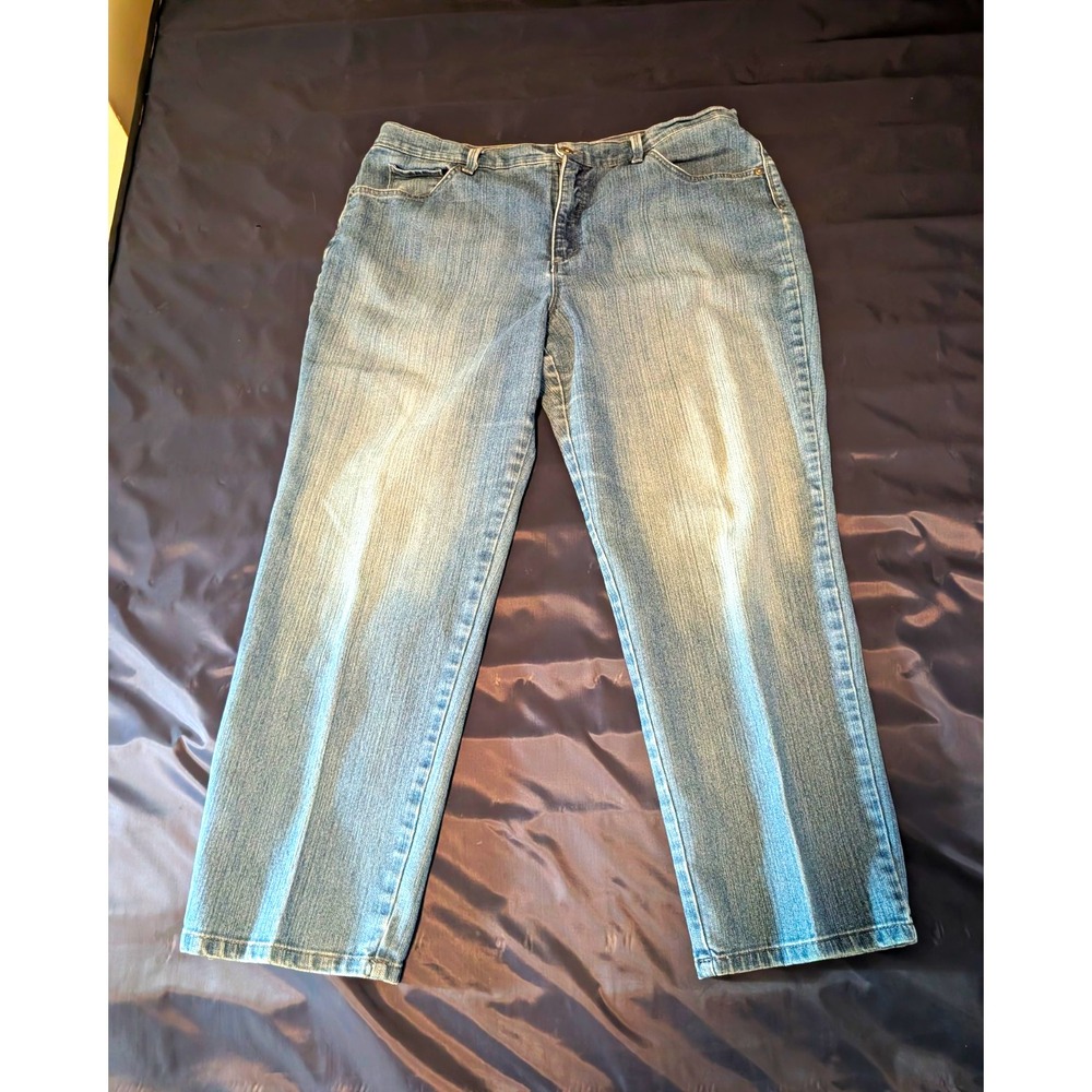 Gloria Vanderbilt Amanda Straight Leg Jeans Womens 16 Medium Wash Blue Denim